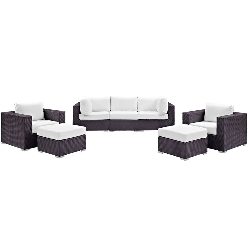 Convene 7 Piece Outdoor Patio Sectional Set - Espresso White