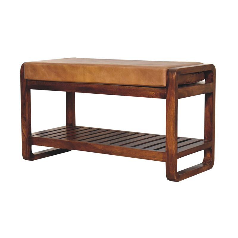 Artisan Furniture Solid Wood Small Buffalo Slatted Hallway Bench