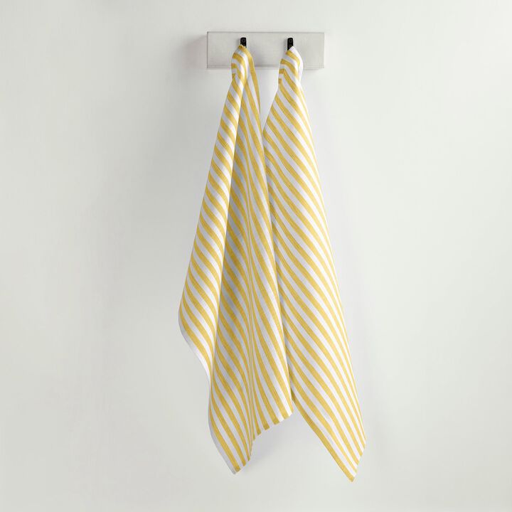 Solino Home 100% Pure Linen Kitchen Towels Set of 2 - 17 x 26 Inch | Amalfi Stripe