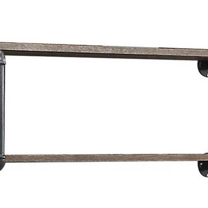 Antique Metal Framed Wall Rack, Brown and Gray - Benzara