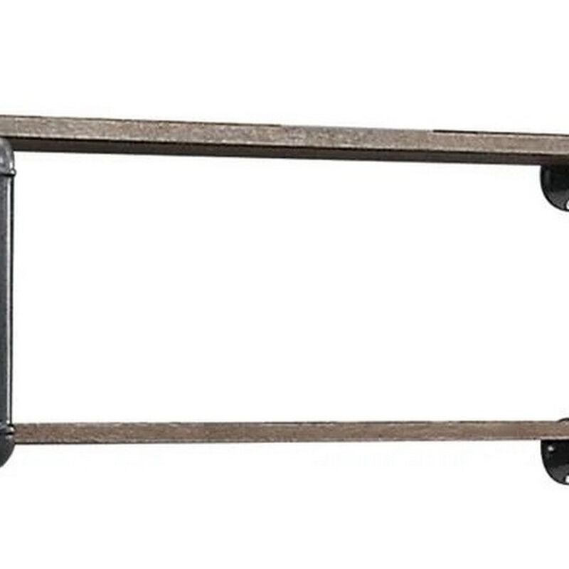 Antique Metal Framed Wall Rack, Brown and Gray - Benzara
