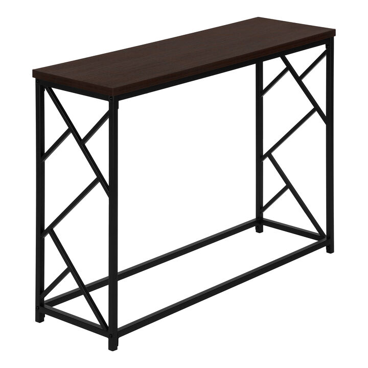 Monarch Specialties I 3534 Accent Table, Console, Entryway, Narrow, Sofa, Living Room, Bedroom, Metal, Laminate, Brown, Black, Contemporary, Modern