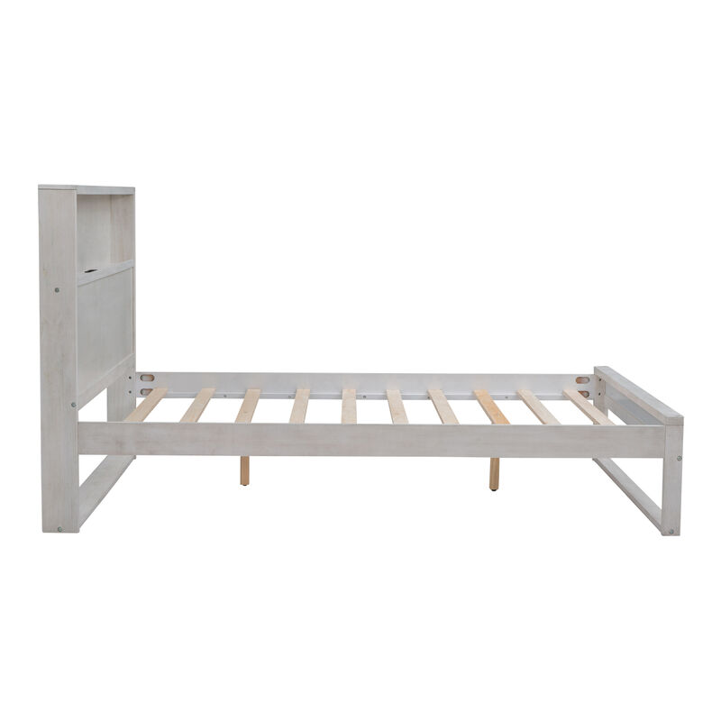 Platform Bed With Storage Headboard, Sockets And USB Ports, Full Size Platform Bed