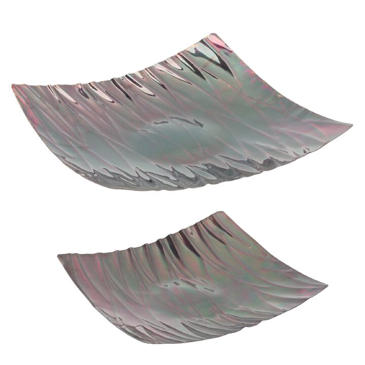 Wavy Metal Tray Set of 2 for Home Decor and Decorative Styling
