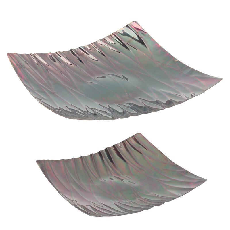 Wavy Metal Tray Set of 2 for Home Decor and Decorative Styling