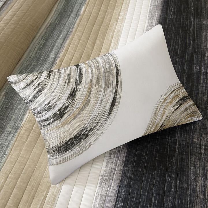 Belen Kox Taupe Watercolor Stripe 6 Piece Coverlet Set, Belen Kox