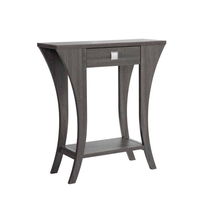 Distressed Grey Console with Bottom Shelf and Drawer