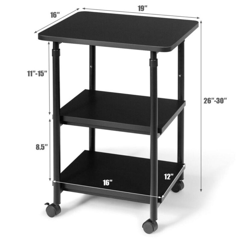 Hivvago 3-tier Adjustable Printer Stand with 360Â° Swivel Casters
