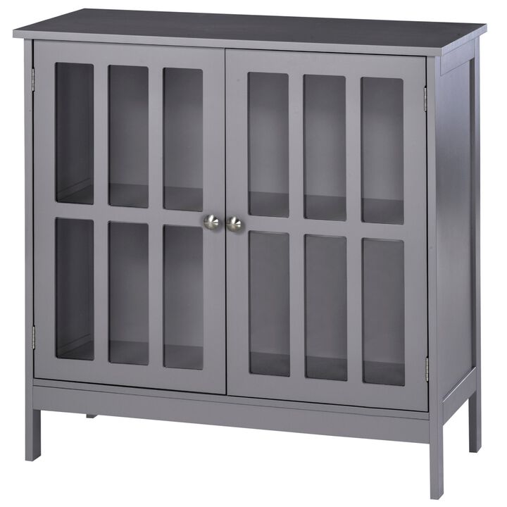 Gray Space-Saver: Multifunctional Bathroom Cabinet with Door and Shelves