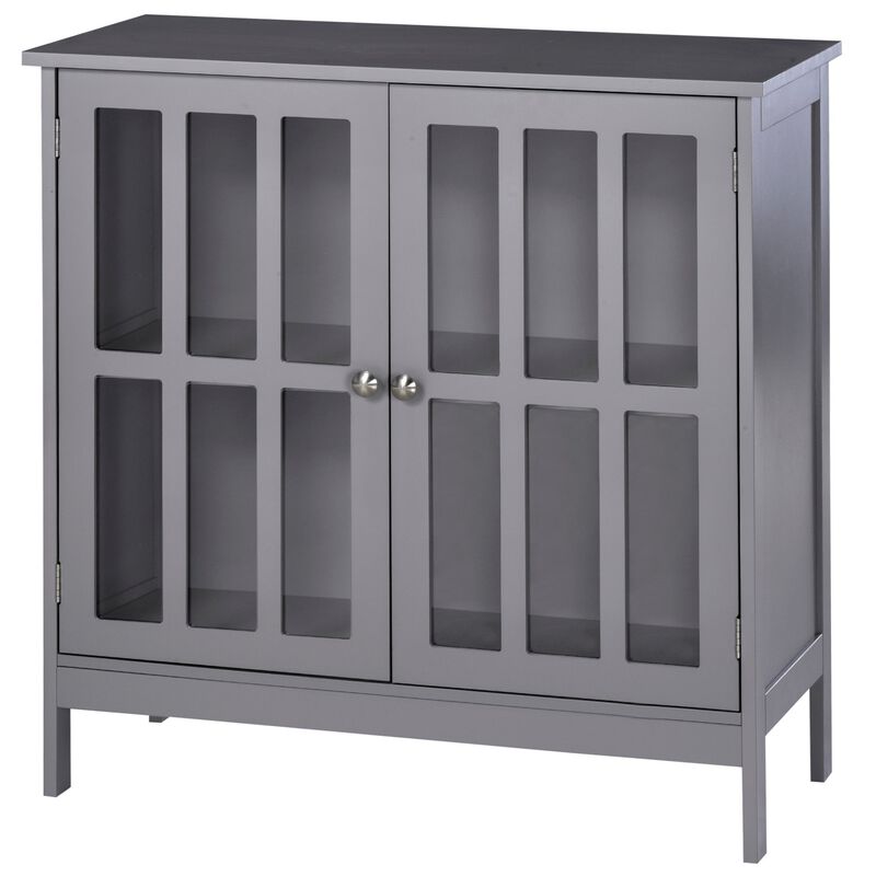 Gray Space-Saver: Multifunctional Bathroom Cabinet with Door and Shelves