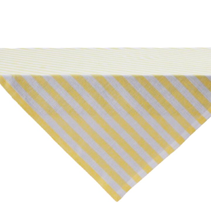 Solino Home 100% Pure Linen Table Throw 52 x 52 Inch | Sorrento Stripe