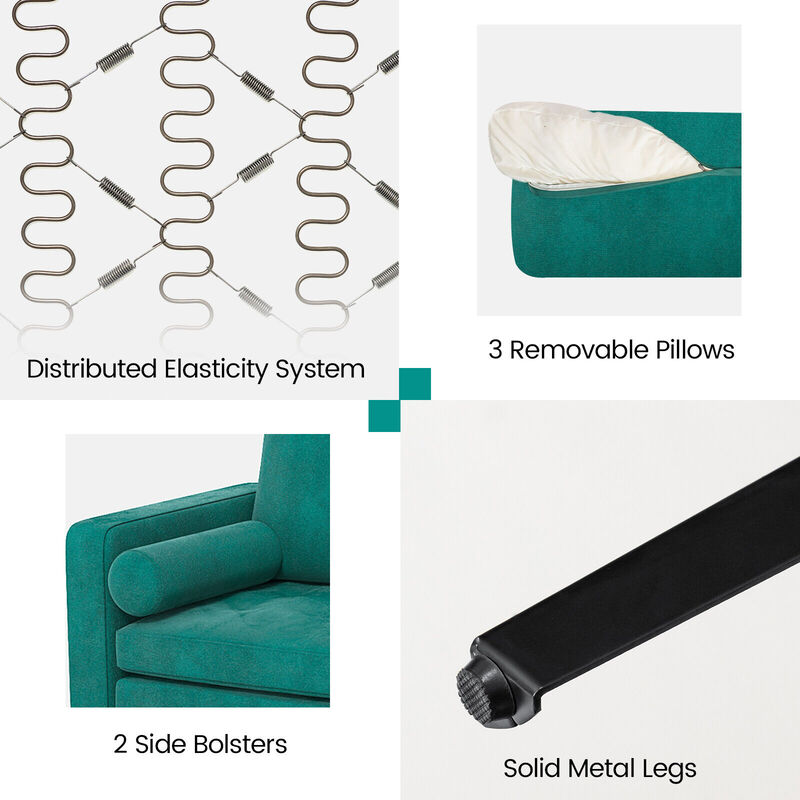 L-Shaped Sectional Sofa Couch with 3 Seats and Built-in USB Port for Convenient Charging