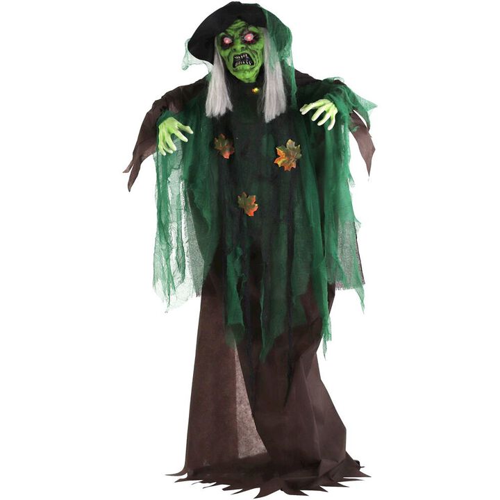 Haunted Hill Farm 6FT Animated Green Woodland Witch