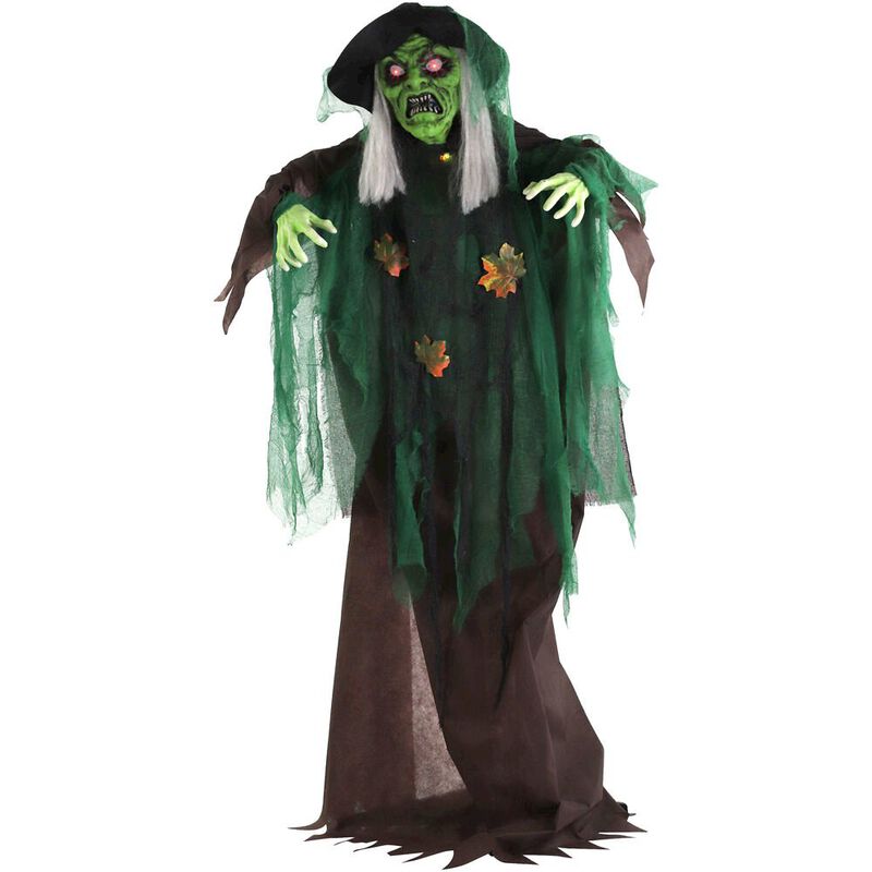 Haunted Hill Farm 6FT Animated Green Woodland Witch