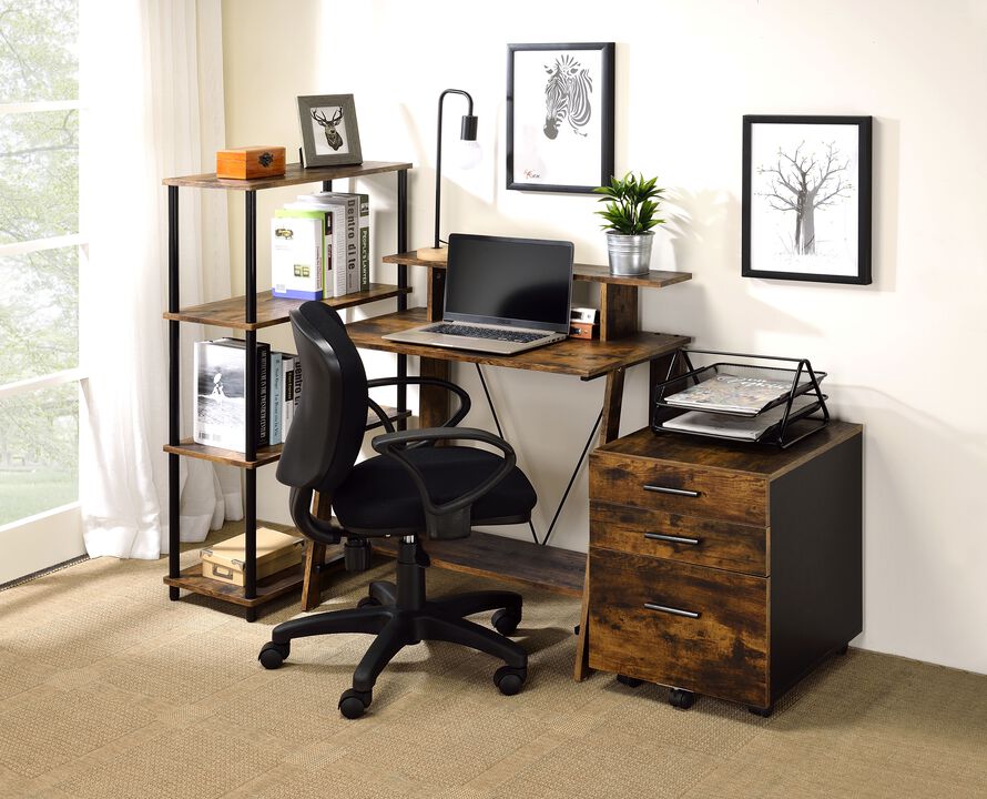 ACME Nypho Writing Desk, Weathered Oak & Black Finish