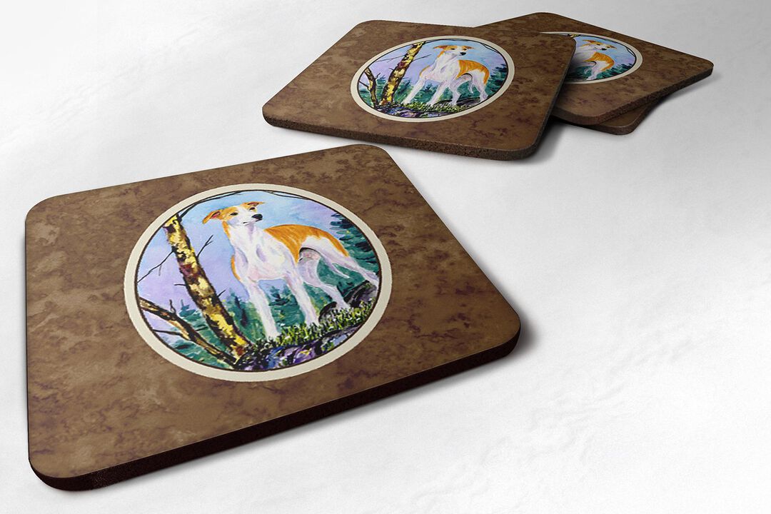 Caroline's Treasures SS8662FC Whippet Foam Coasters (Set of 4), 3.5 H x 3.5 W, Multicolor