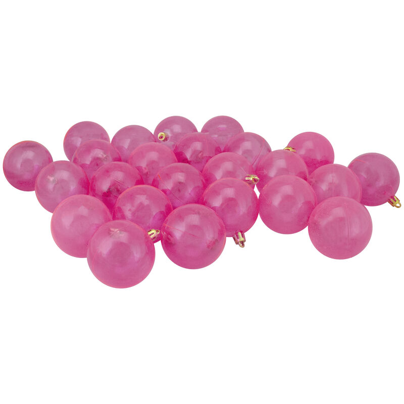 24ct Pink Shatterproof Transparent Christmas Ball Ornaments 2.5" (60mm)