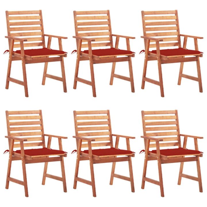 vidaXL Outdoor Dining Chairs 6 pcs with Cushions Solid Acacia Wood