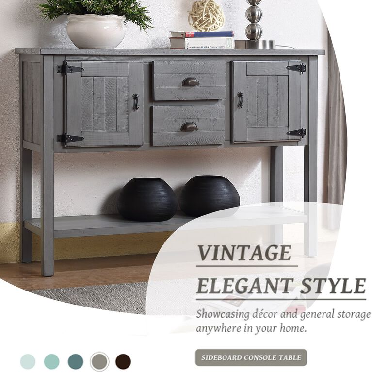 Sideboard Console Table  Storage Cabinet with 2 Drawers, Bottom Shelf, and Spacious Compartments for Home Organization
