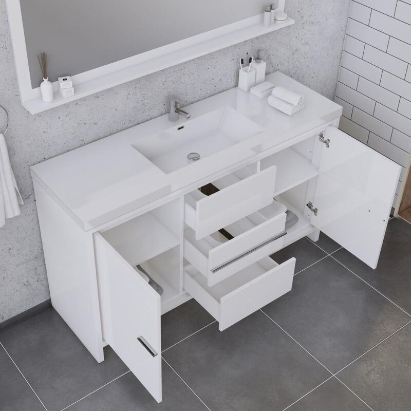 Alya Bath Sortino 60 Modern Single Bathroom Vanity in White