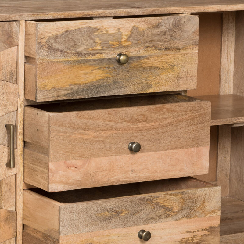 Merax Natural Sideboard Cabinet with 3 Drawers