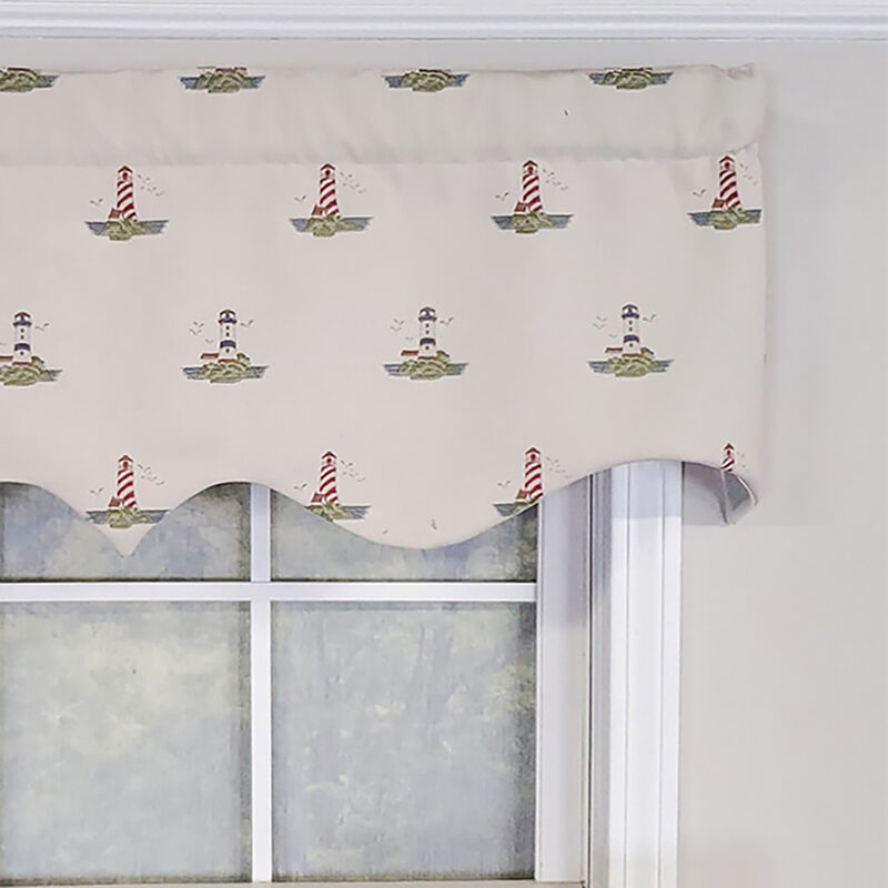 RLF Home Modern Design Classic Lighthouse Regal Style Window Valance 50" x 17" Vanilla