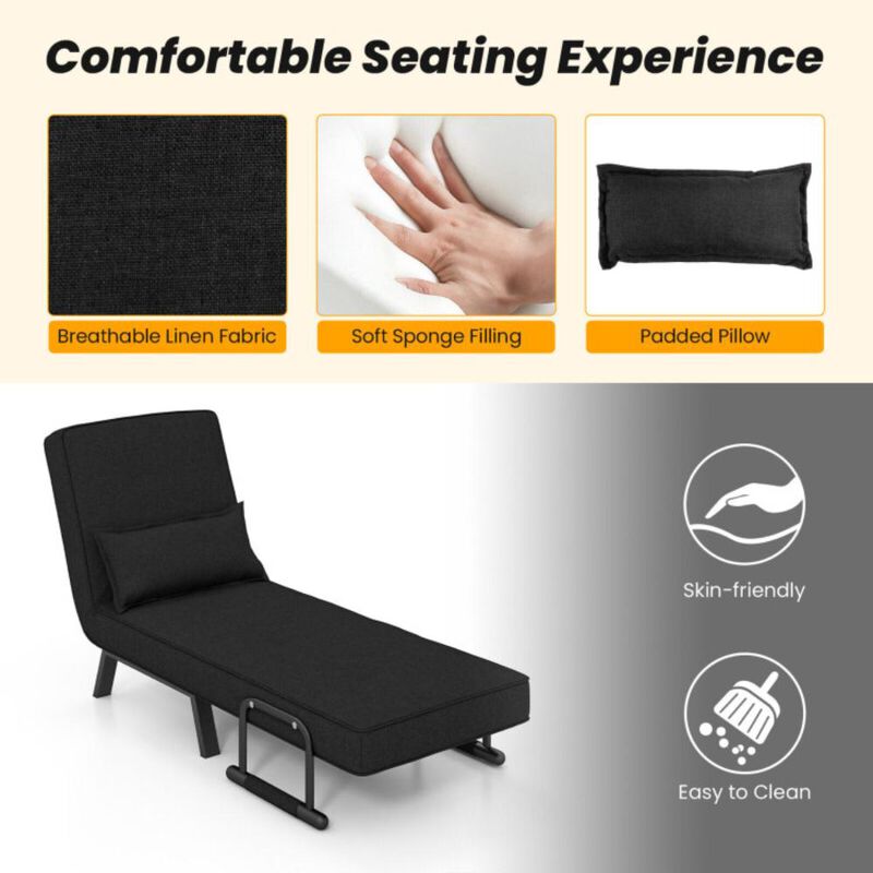Hivvago Folding 6 Position Convertible Sleeper Bed Armchair Lounge Couch with Pillow