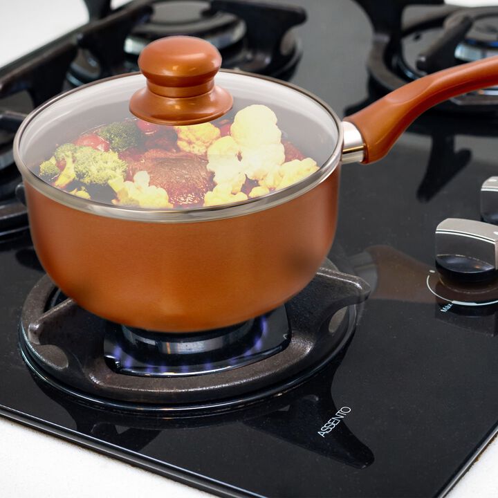 Better Chef 2 Qt. Copper Colored Ceramic Coated Saucepan with glass lid