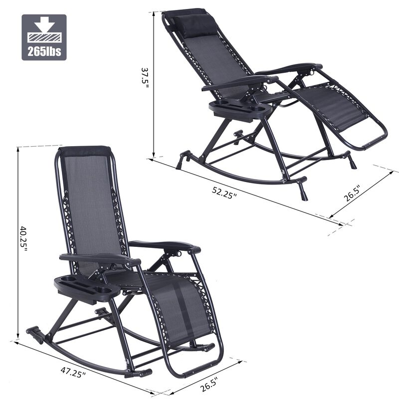 Outdoor Comfort Plus: Zero Gravity Rocking Chair with Headrest & Tray