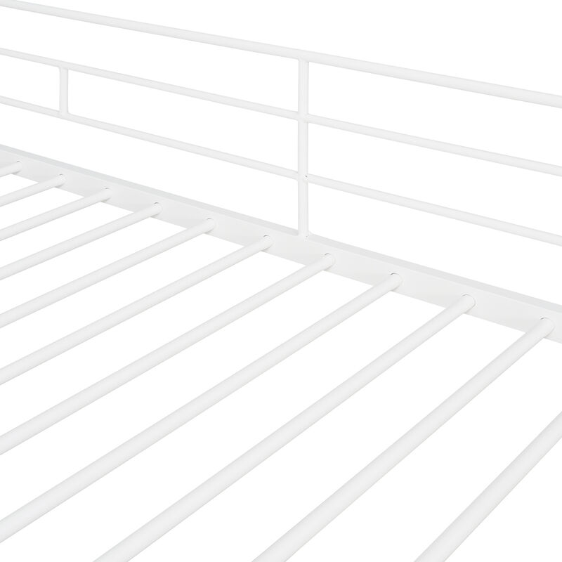 Merax Metal Loft Bed with Movable Desk and Shelves