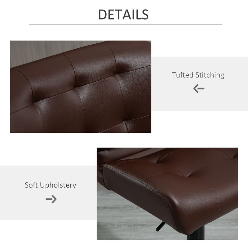 Brown Bar Duo: Adjustable Stools Set with Padded Cushions
