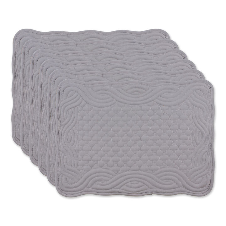 Set of 6 Gray Decorative Rectangular Farmhouse Placemats  18"