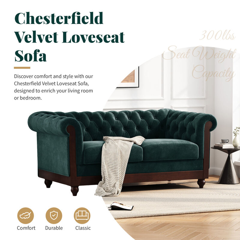 Merax Chesterfield Velvet Loveseat Sofa
