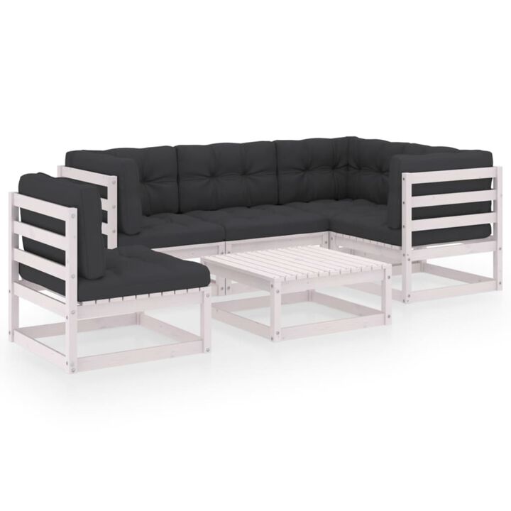 vidaXL 6 Piece Garden Lounge Set with Cushions Solid Pinewood
