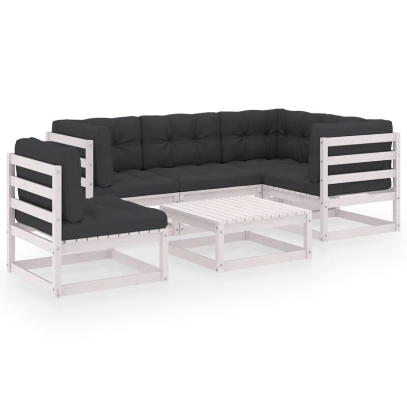 vidaXL 6 Piece Garden Lounge Set with Cushions Solid Pinewood