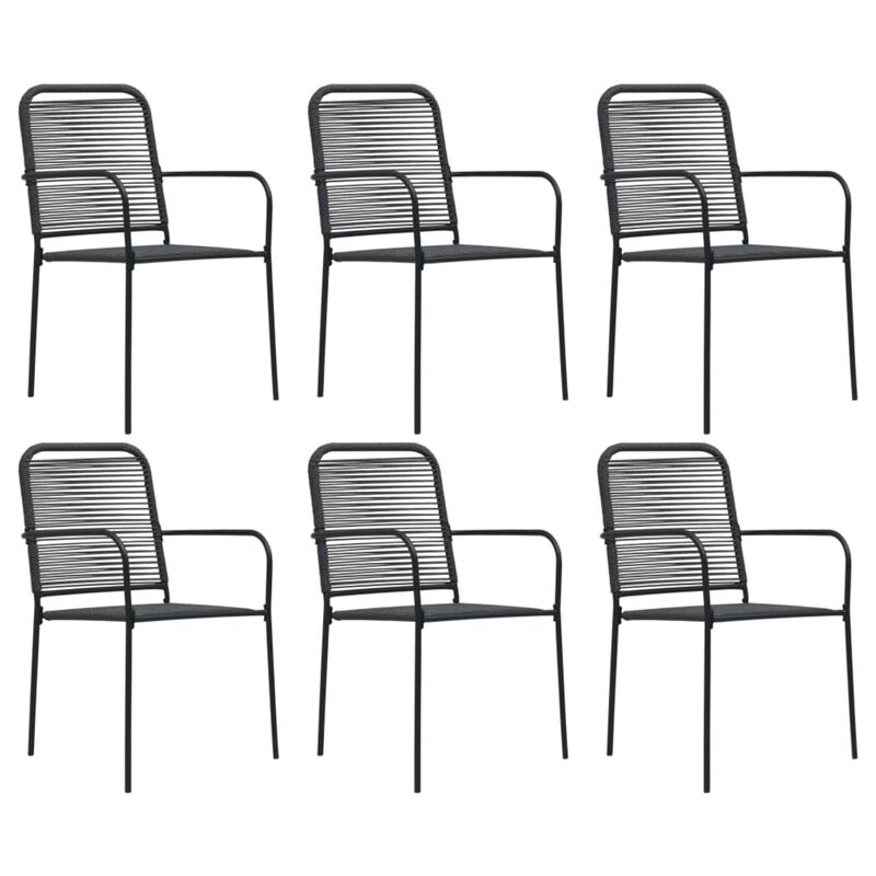 vidaXL 7 Piece Garden Dining Set Cotton Rope and Steel Black