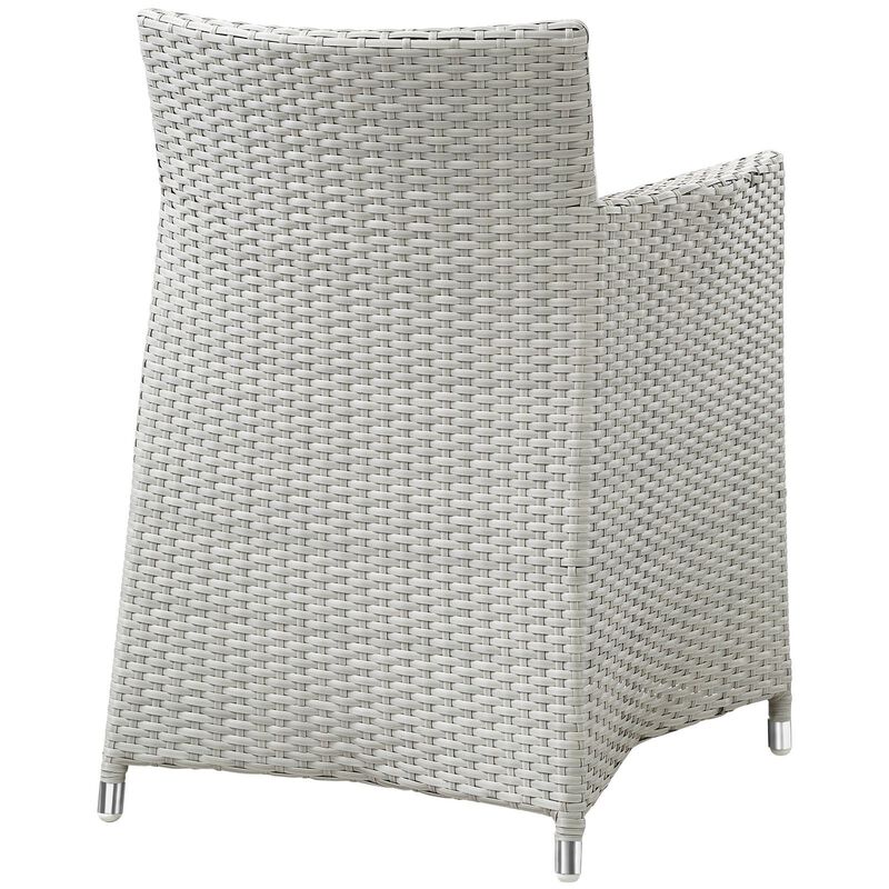 Modway EEI-1505-GRY-WHI Junction Wicker Rattan Outdoor Patio Dining Armchair with Cushion, Gray White