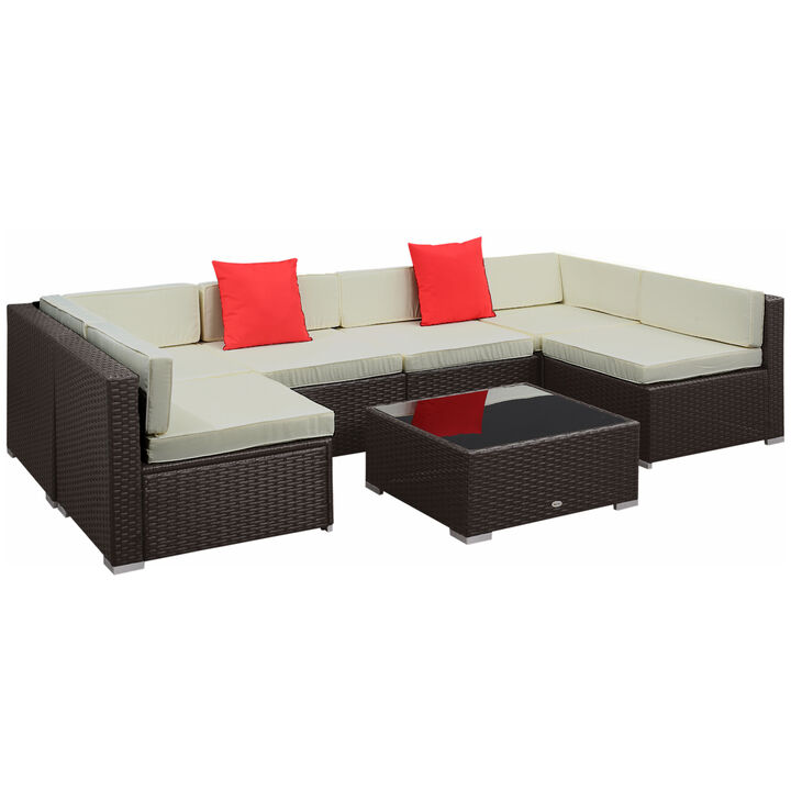 7PC Rattan Wicker Sofa Set Sectional Couch Cushioned Furniture Patio Outdoor