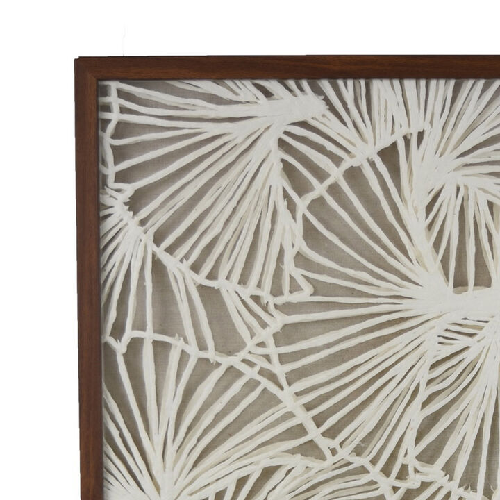 Rectangular Abstract Wall Decor, 24 x 40, Brown, White Natural Fiber - Benzara