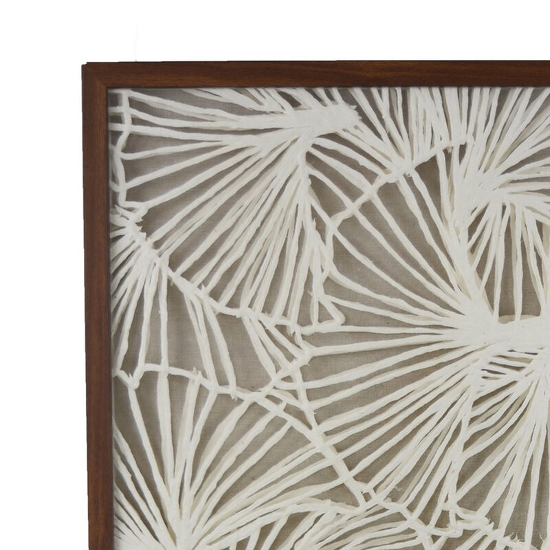 Rectangular Abstract Wall Decor, 24 x 40, Brown, White Natural Fiber - Benzara
