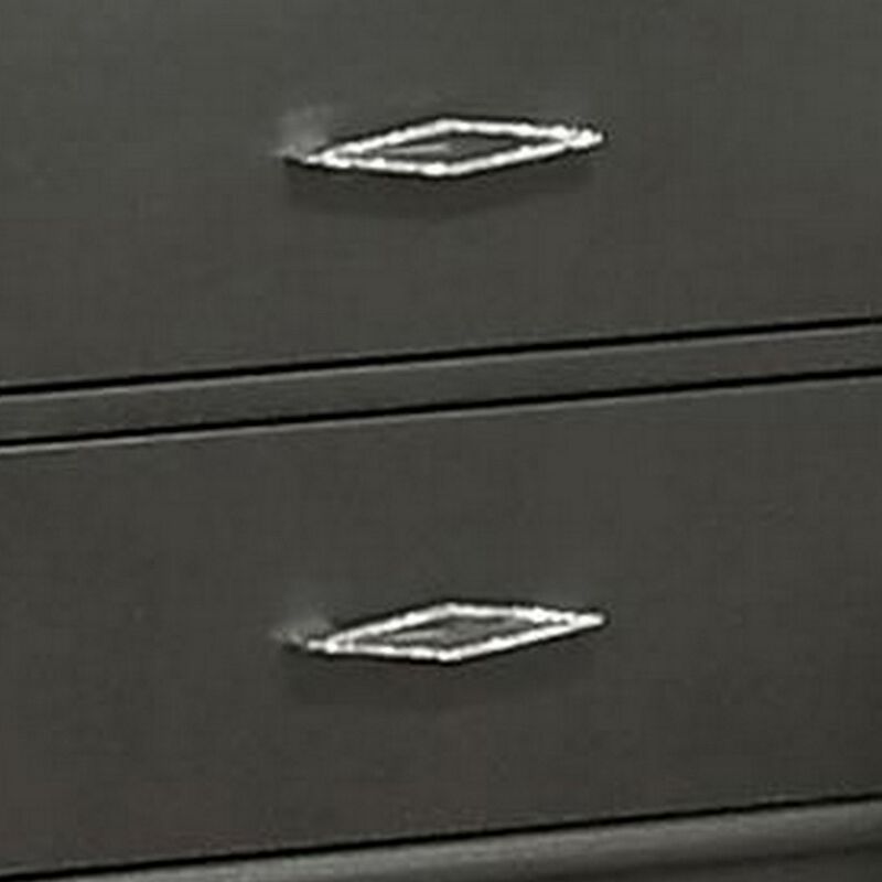 Aliso 23 Inch Nightstand, 2 Drawers, Bracket Feet, Solid Wood, Dark Gray  - Benzara