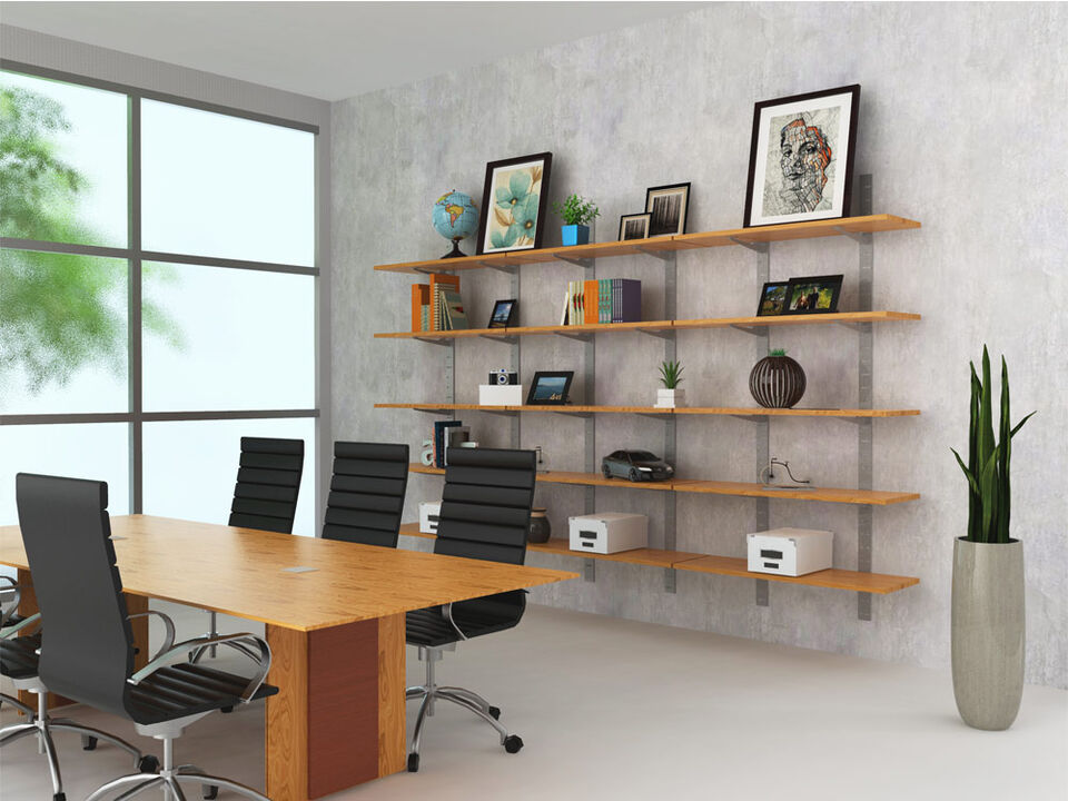 Stylish Home Office System 91" High 5 Tier with Wood Shelves 10"-12" Width | 5 Sections- Shelves Sold Separately