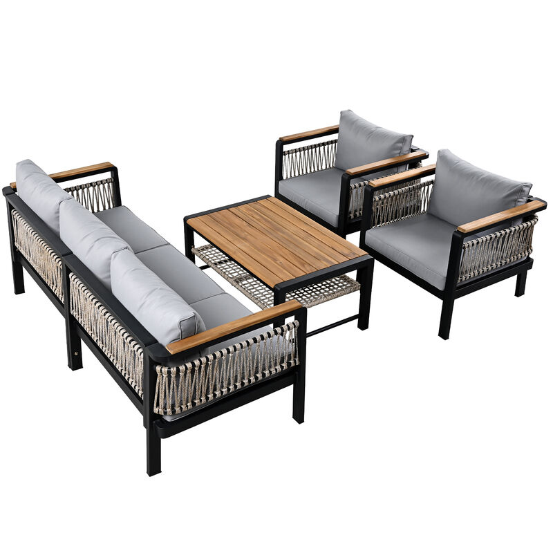 Merax 4 Pieces Outdoor Sectional Sofa Cnversation Set
