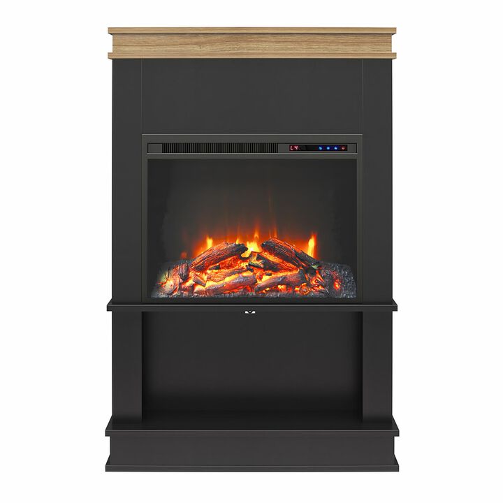 Ameriwood Home Mateo Electric Fireplace Space Heater with Mantel and Open Shelf