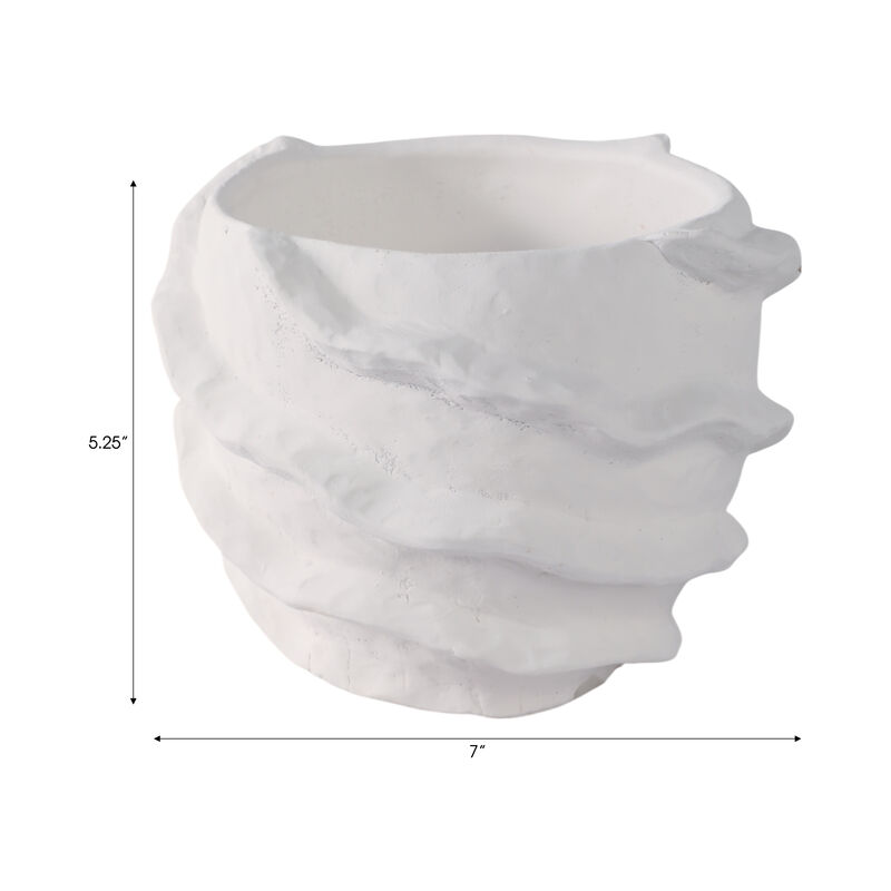 7" Flutter Trim Planter, White