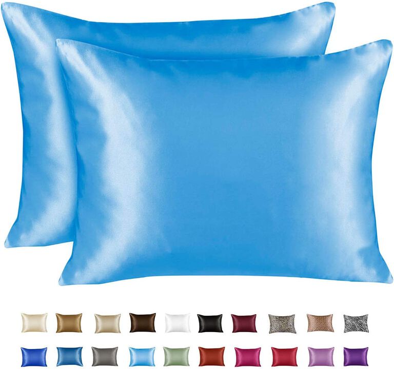 Satin Pillow Case with Zipper - Luxury Pillow Cover (Pillowcase Set of 2)