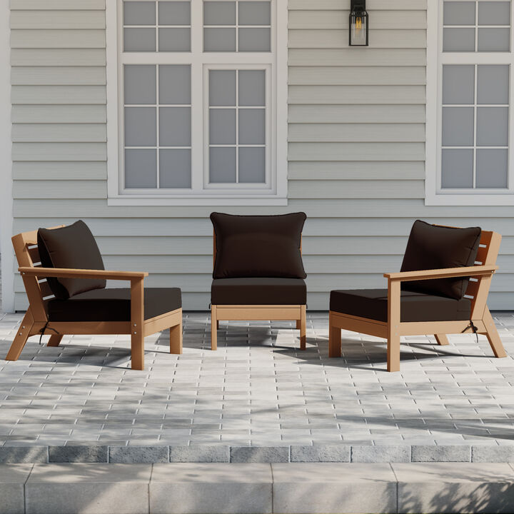 WestinTrends Outdoor Patio HDPE Sectional Sofa with Patio Cushions