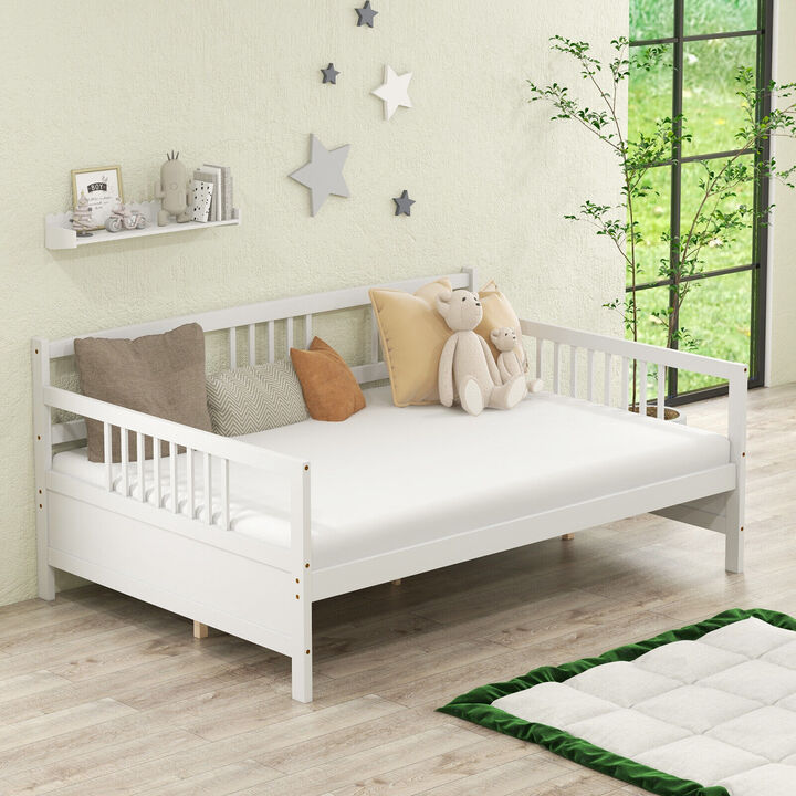 Full Size Metal Daybed Frame with Guardrails