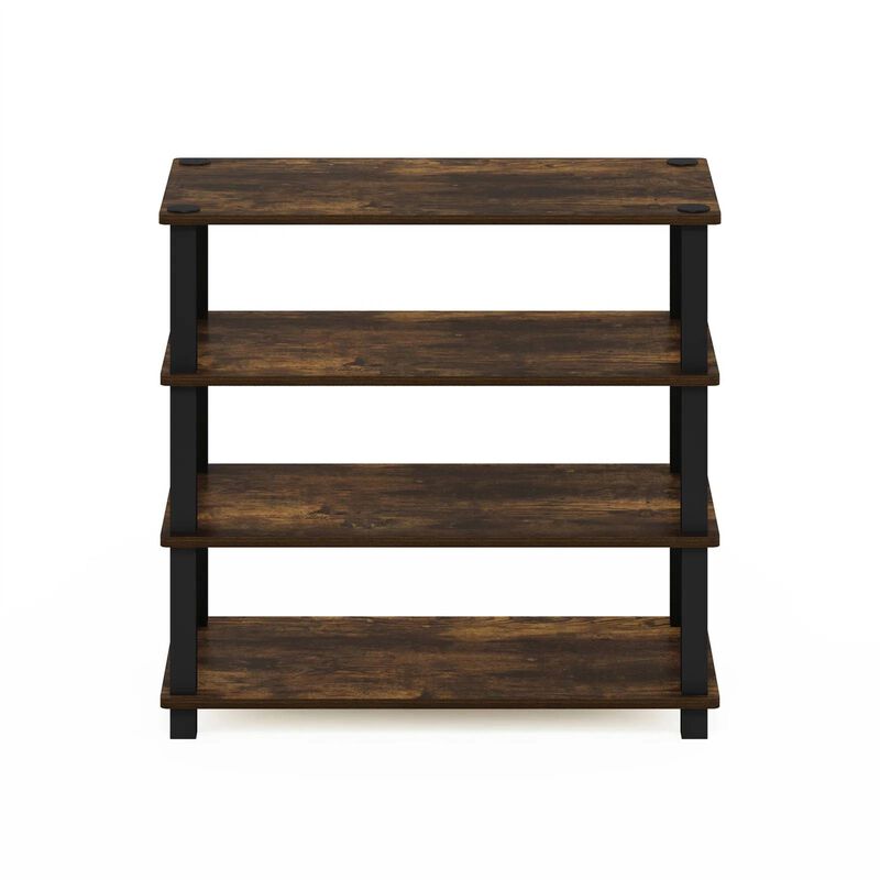 Hivvago Stackable 4 Shelf Black Brown Wood Shoe Rack   Holds up to 12 Pair of Shoes
