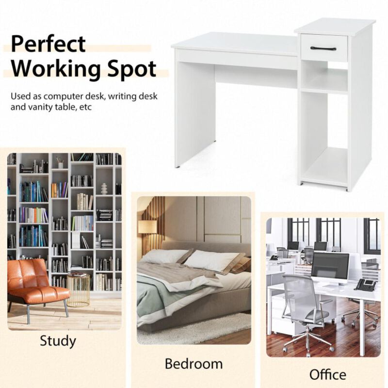 Hivvago Compact Computer Desk with Drawer and CPU Stand